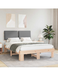 Letto con Testiera Rivestita Grigio chiaro 150 x 200 cm