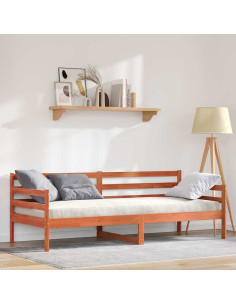 Letto Giorno con testiera Marrone cerato Pino massello