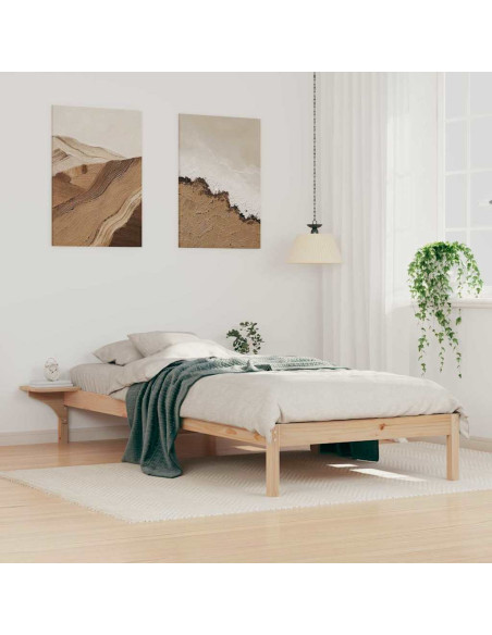 Letto con Tavolini Laterali Naturale 80 x 210 cm Pino massello