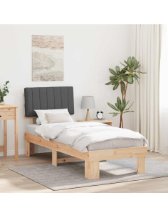 Letto con Testiera Rivestita Grigio scuro 80 x 200 cm