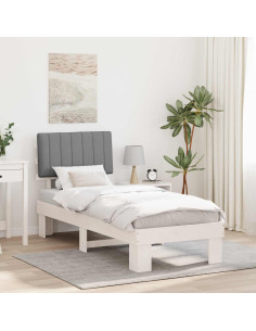 Letto con Testiera Rivestita Grigio chiaro 80 x 200 cm