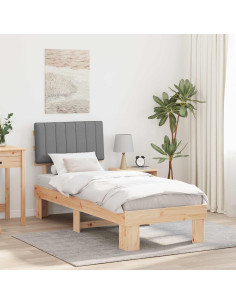 Letto con Testiera Rivestita Grigio chiaro 75 x 190 cm