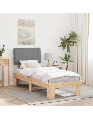 Letto con Testiera Rivestita Grigio chiaro 75 x 190 cm