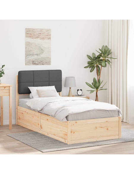 Letto con Testiera Rivestita Grigio scuro 80 x 200 cm