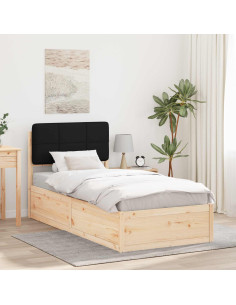 Letto con Testiera Rivestita Nero 80 x 200 cm Pino massello 2