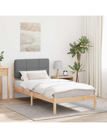 Letto con Testiera Rivestita Grigio chiaro 90 x 200 cm