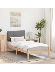 Letto con Testiera Rivestita Grigio chiaro 80 x 200 cm