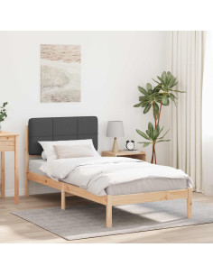 Letto con Testiera Rivestita Grigio scuro 80 x 200 cm