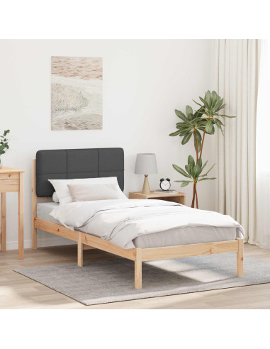 Letto con Testiera Rivestita Grigio scuro 90 x 190 cm