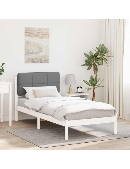 Letto con Testiera Rivestita Grigio chiaro 90 x 190 cm