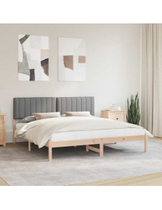 Letto con Testiera Rivestita Grigio chiaro 180 x 200 cm