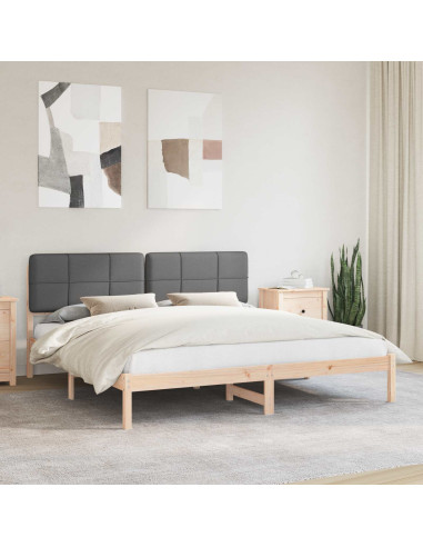 Letto con Testiera Rivestita Grigio scuro 180 x 200 cm