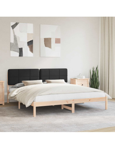 Letto con Testiera Rivestita Nero 180 x 200 cm Pino massello