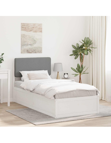 Letto con Testiera Rivestita Grigio chiaro 75 x 190 cm