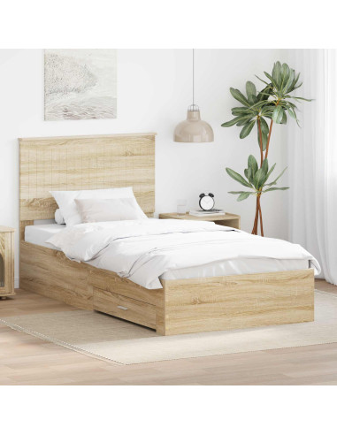 Struttura del letto con testiera Rovere Sonoma 100 x 200 cm