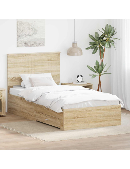 Struttura del letto con testiera Rovere Sonoma 100 x 200 cm