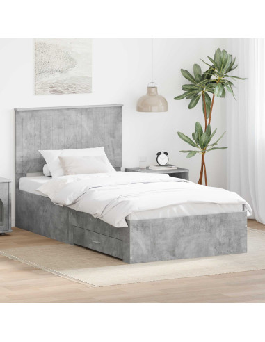 Struttura del letto con testiera Grigio cemento 100 x 200 cm