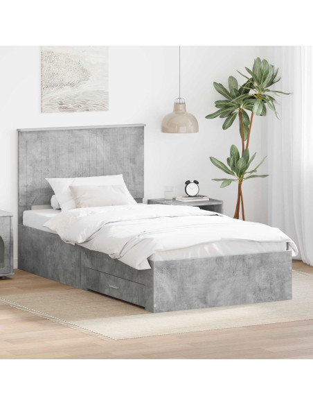 Struttura del letto con testiera Grigio cemento 100 x 200 cm