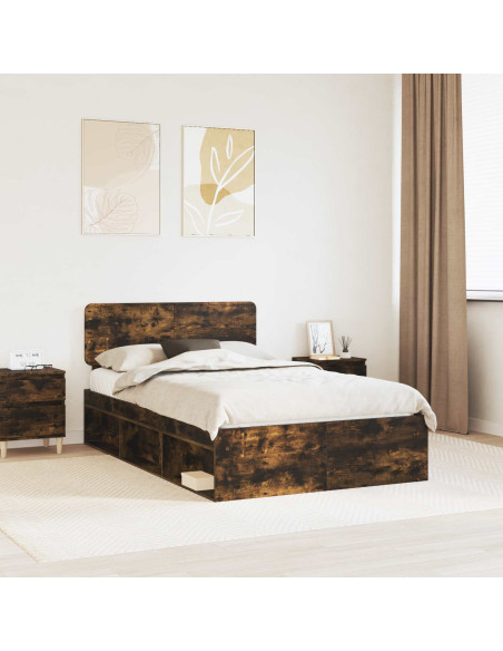 Struttura del letto Rovere fumé 135 x 190 cm Pino massello