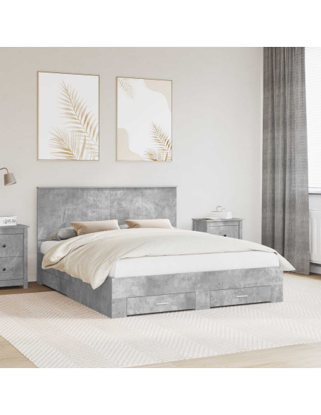 Struttura del letto con testiera Grigio cemento 160 x 200 cm