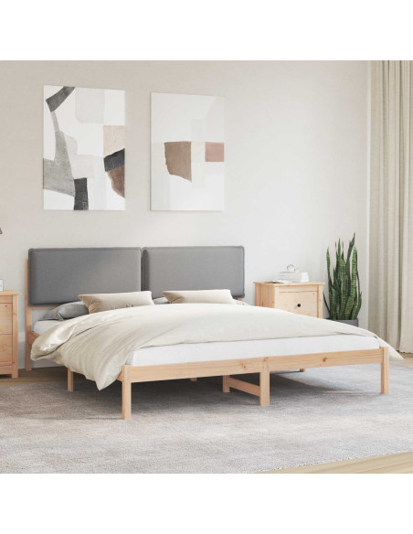 Letto con Testiera Rivestita Grigio chiaro 200 x 200 cm