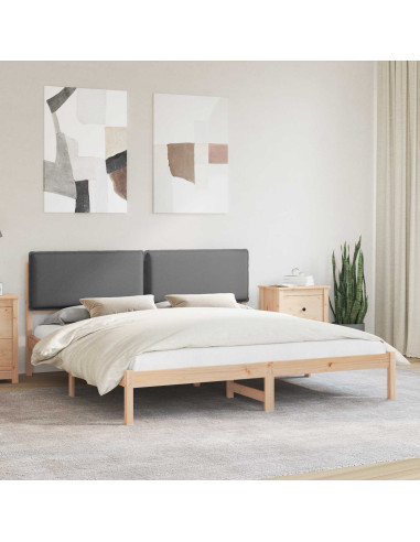 Letto con Testiera Rivestita Grigio scuro 200 x 200 cm
