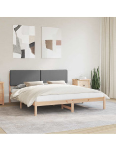 Letto con Testiera Rivestita Grigio scuro 200 x 200 cm