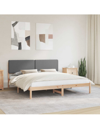Letto con Testiera Rivestita Grigio scuro 200 x 200 cm