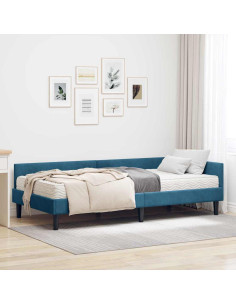 Struttura Letto Angolare con Materasso Altro 2 pcs Blu Velluto