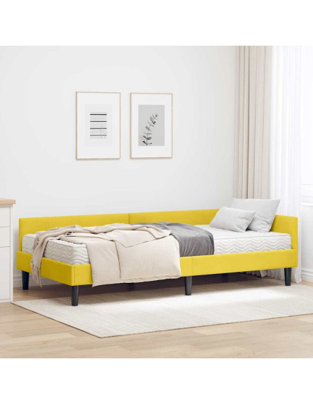 Struttura Letto Angolare con Materasso 2 pcs Giallo Velluto