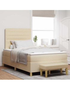 Letto a molle con materasso Crema 120 x 200 cm Tessuto