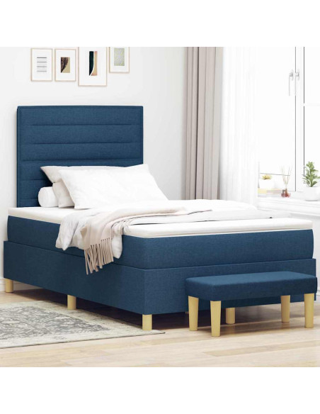 Letto a molle con materasso Blu 120 x 200 cm Tessuto