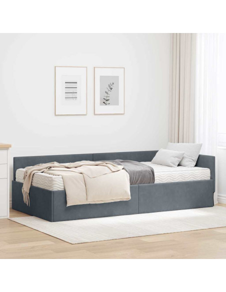 Struttura Letto Angolare con Materasso 2 pcs Grigio Velluto