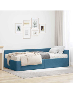 Struttura Letto Angolare con Materasso Altro 2 pcs Blu Velluto