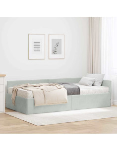 Struttura Letto Angolare con Materasso 2 pcs Grigio chiaro