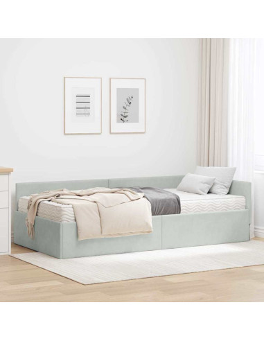 Struttura Letto Angolare con Materasso 2 pcs Grigio chiaro
