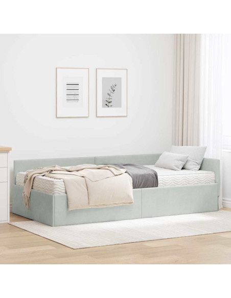 Struttura Letto Angolare con Materasso 2 pcs Grigio chiaro