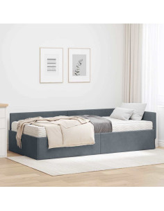 Struttura Letto Angolare con Materasso 2 pcs Grigio Velluto