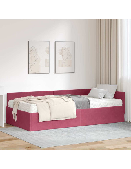 Struttura Letto Angolare con Materasso 2 pcs Verde Velluto
