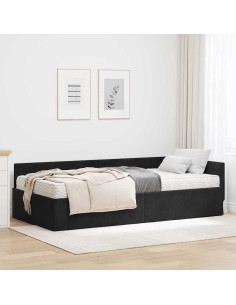 Struttura Letto Angolare con Materasso Altro 2 pcs Nero Velluto