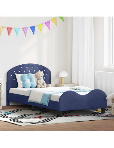 Struttura letto bambini con testata Blu Polizia 90 x 200 cm