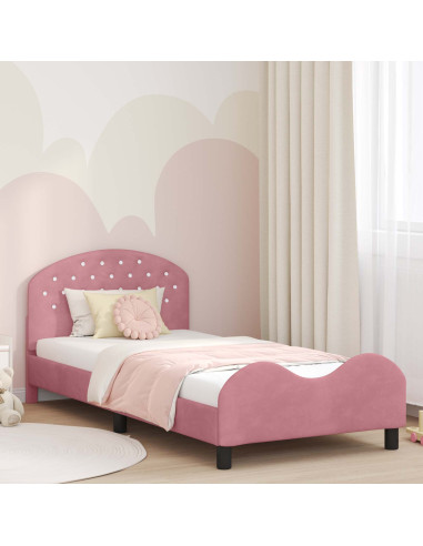 Struttura letto bambini con testata Rosa 90 x 200 cm Velluto