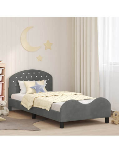 Struttura letto bambini con testata Grigio scuro 90 x 190 cm