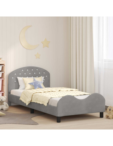 Struttura letto bambini con testata Grigio chiaro 90 x 190 cm