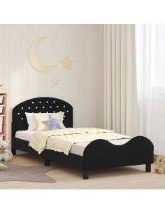 Struttura letto bambini con testata Nero 80 x 200 cm Velluto