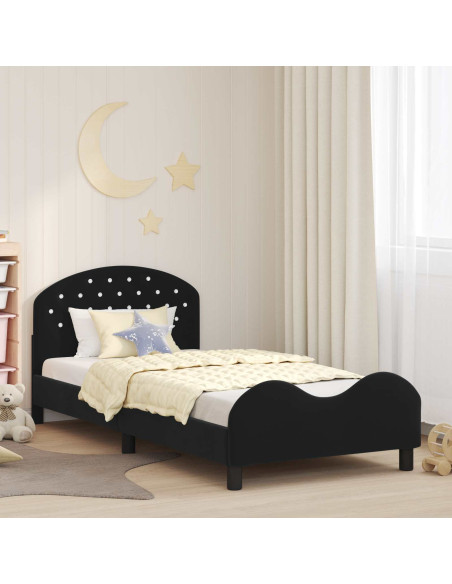 Struttura letto bambini con testata Nero 80 x 200 cm Velluto