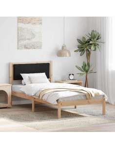 Struttura del letto con testiera Nero 90 x 200 cm Pino massello