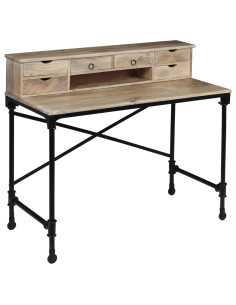 Scrivania in Legno Massello di Mango e Acciaio 110x50x96 cm