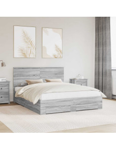 Struttura del letto con testiera Grigio Sonoma 160 x 200 cm