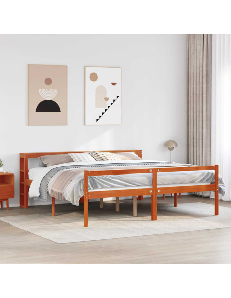 Struttura del letto 2 pcs Marrone cerato Legno di Pino Massello